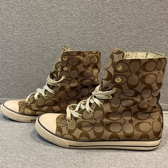 Coach Signature Hi-Top Sneakers Size 10 - Picture 1 of 8